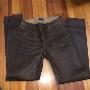 Brown Suede Leather Skinny Jeans